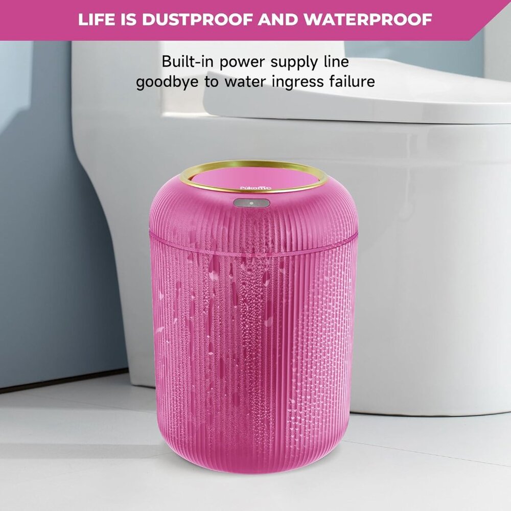 Pukomc Smart Sensor Wastebasket Hand Free Touchless 2.6 Gallon Pink - Picture 6 of 7